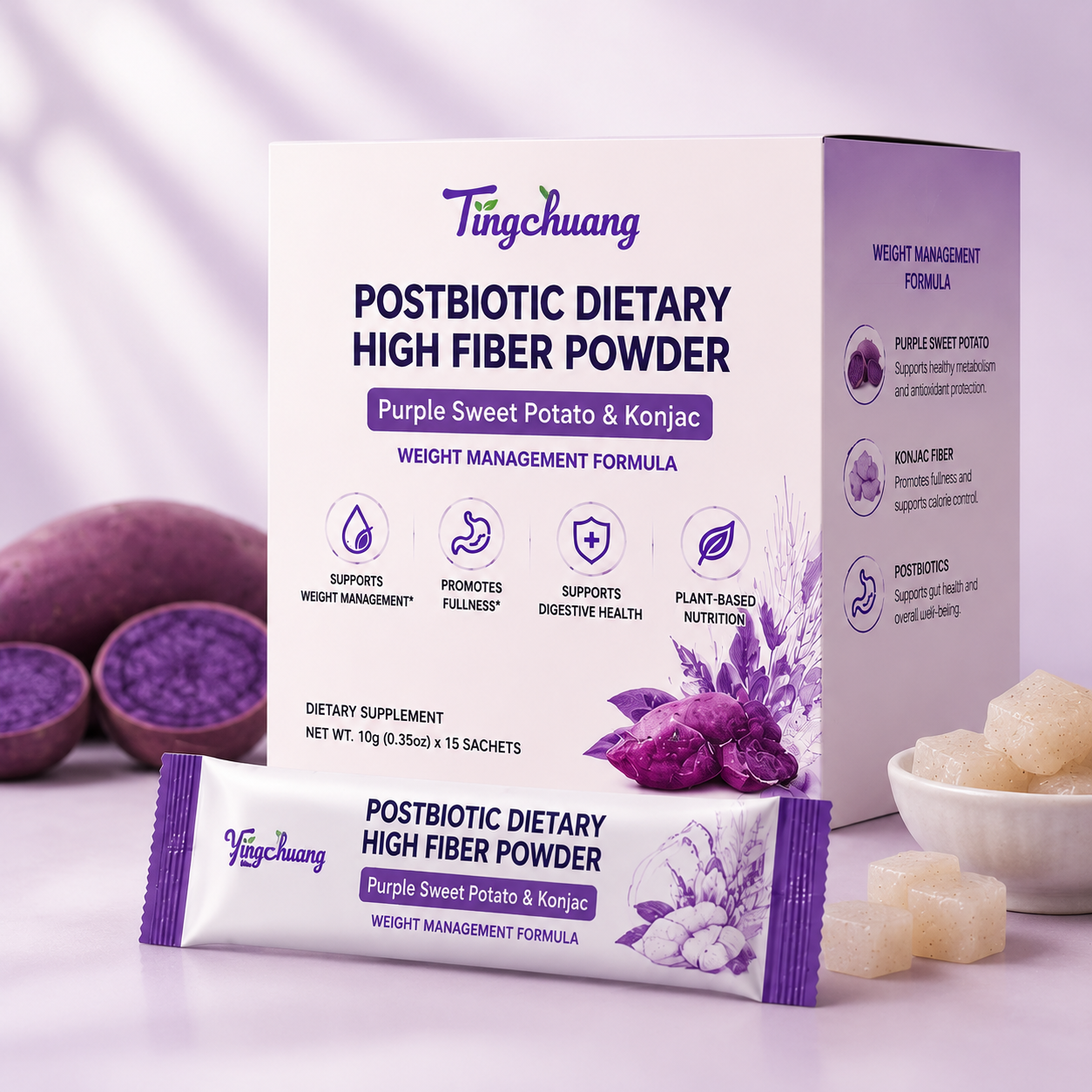 Postbiotic Dietary High Fiber Powder Purple Sweet Potato & Konjac